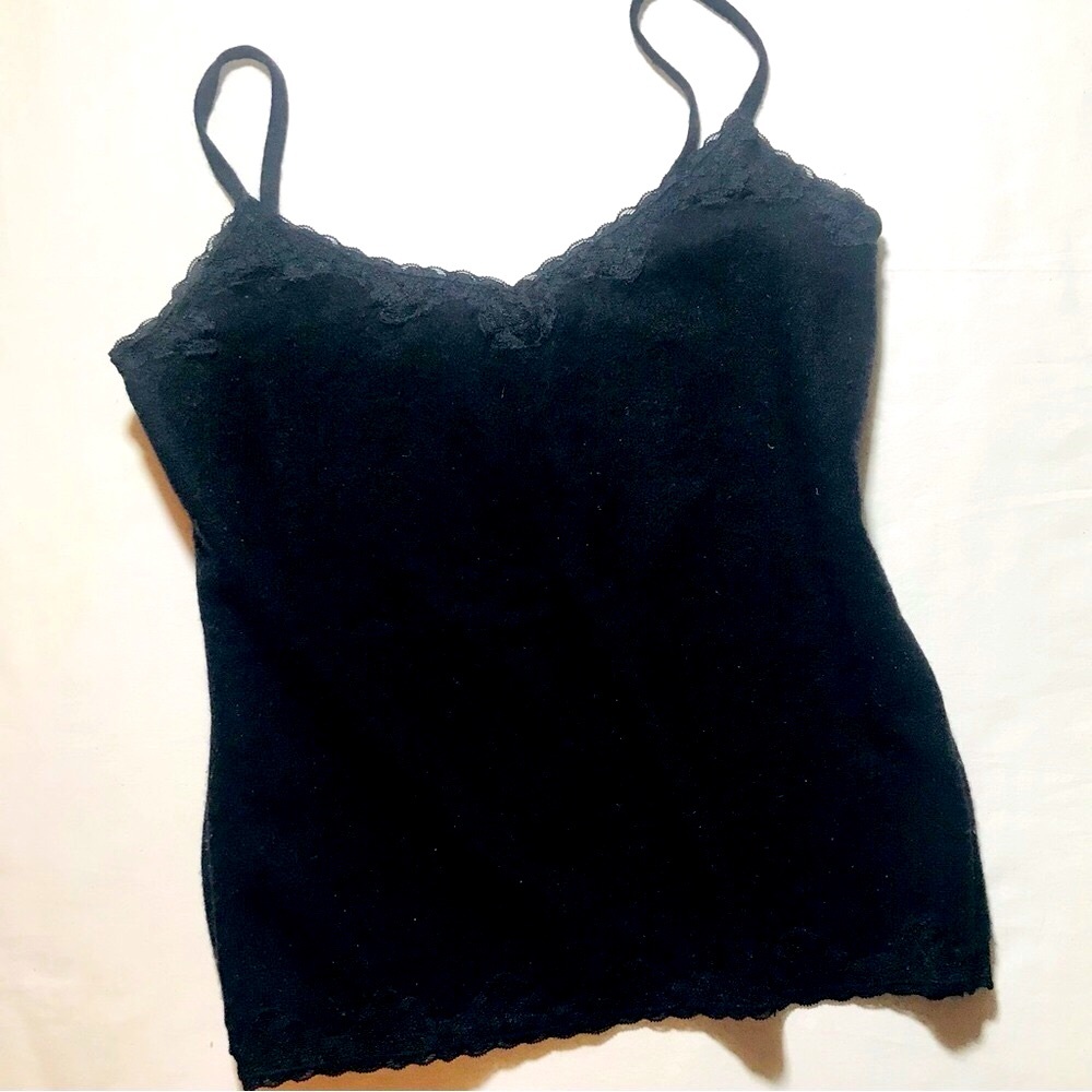 Cashmere Tank/lace trim